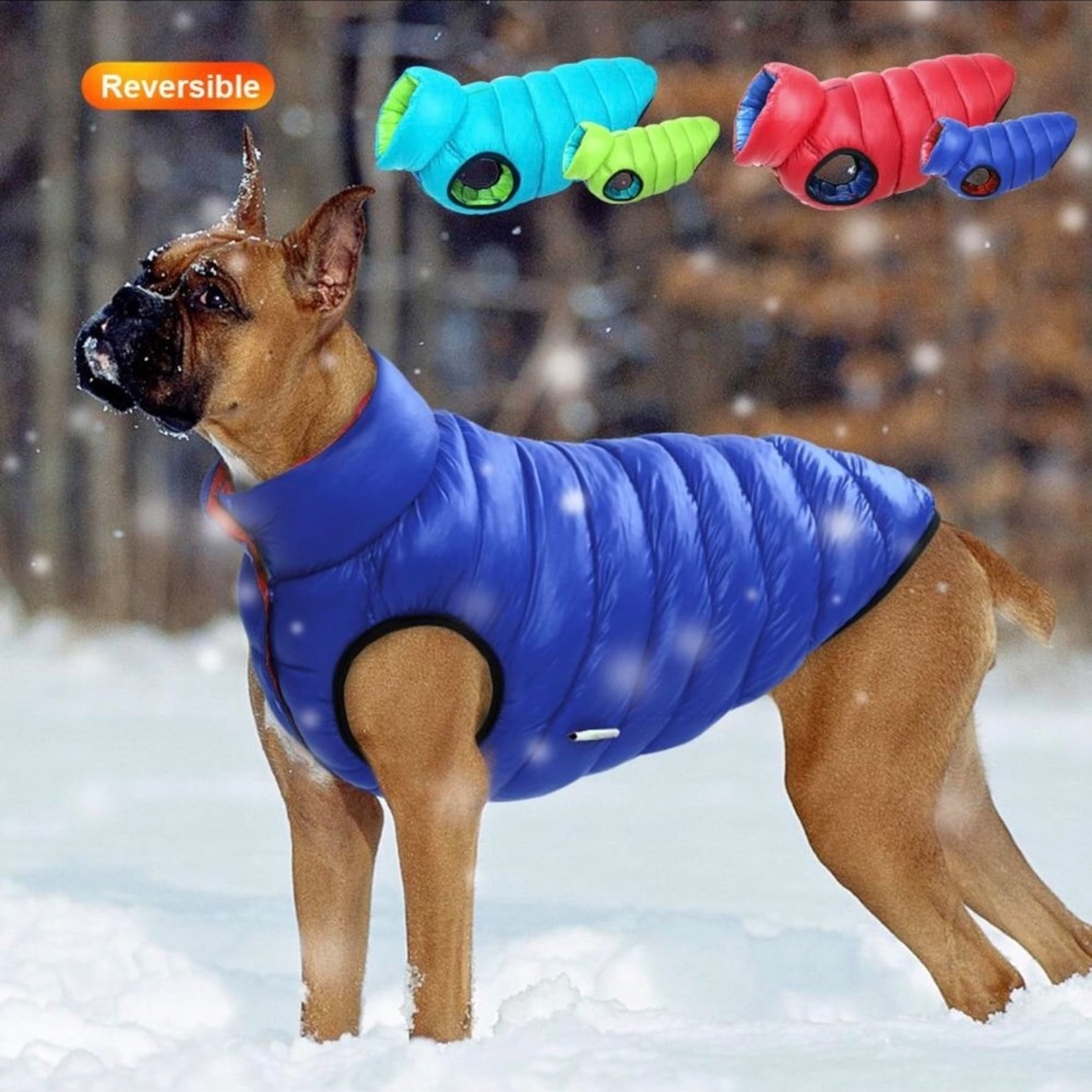 Warm Winter Reversible Dog Vest (Blue/Red) for Small to Medium Size Dog